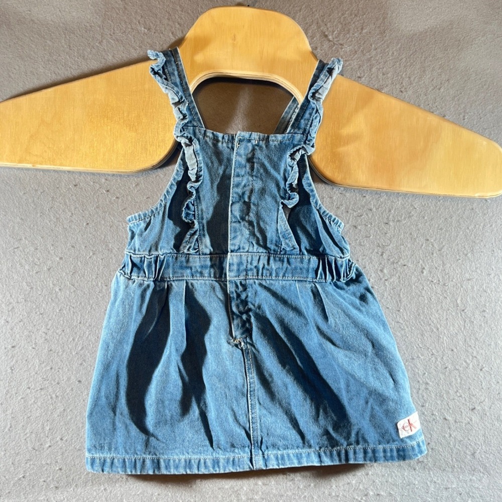 808 | Calvin Klein Jeans‎ Toddler Girls 3T Denim Ruffle Pinafore Overall Dress